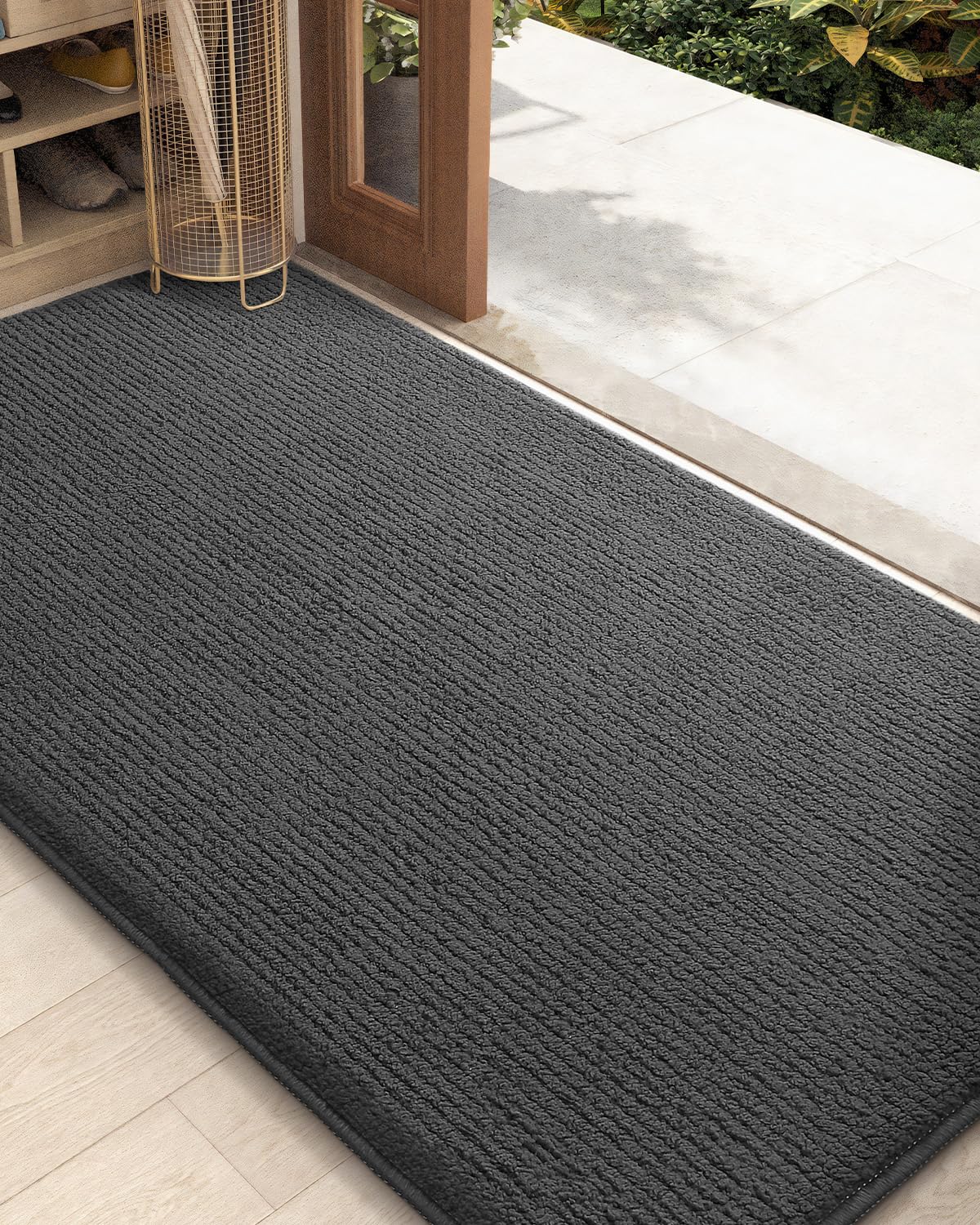 Color G Felpudo de Entrada, Alfombra Absorbente Entrada Impermeable y Lavable para Atrapar, Alfombrilla Antideslizante, Pasillo, Cocina, Dormitorio, 90 x 150 cm, Gris