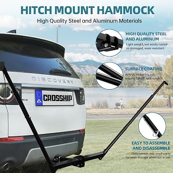 Hitch Mount Hammock Stand & Blue Camping Hammock with Mosquito Net