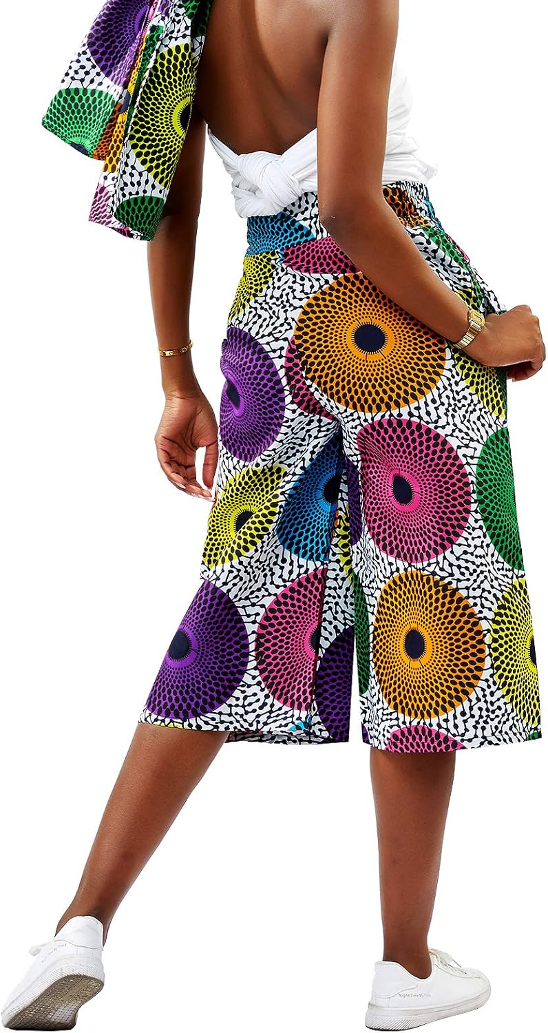 SHENBOLEN Women African Print Pants Ankara Style Print Pants