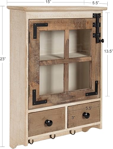 Miniatura 3 de Kate and Laurel Hutchins - Armario decorativo de pared de granja, 15 x 5.5 x 23 pulgadas, color marrón rústico y blanco, armario de madera rústica