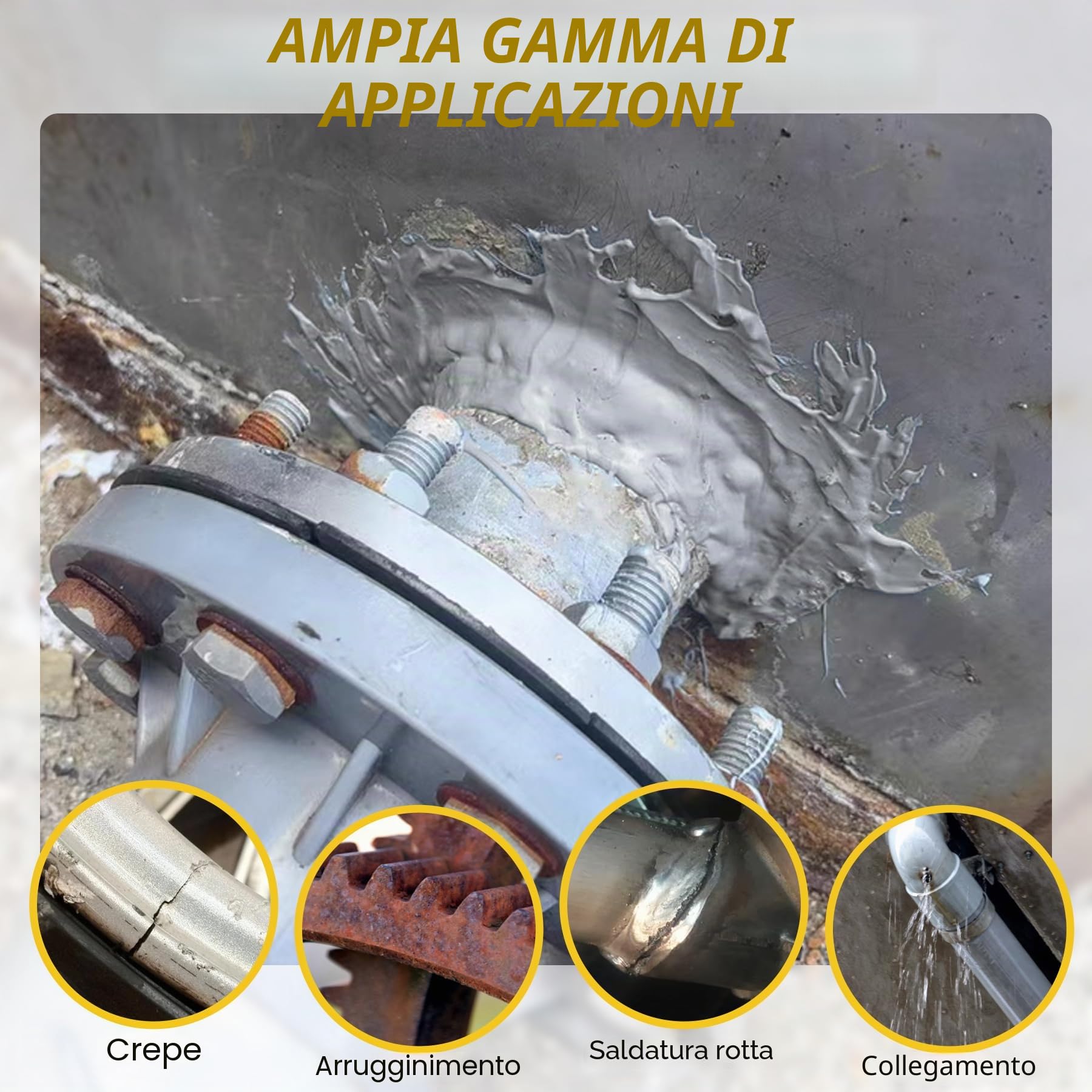 Colla Metallo 100 ml - Colla Epossidica Bicomponente per la Riparazione Rapida di Metallo, Acciaio, Ferro, Lega di Alluminio, Rame, Ceramica - Adesivo Attaccatutto Forte e Resistente al Calore
