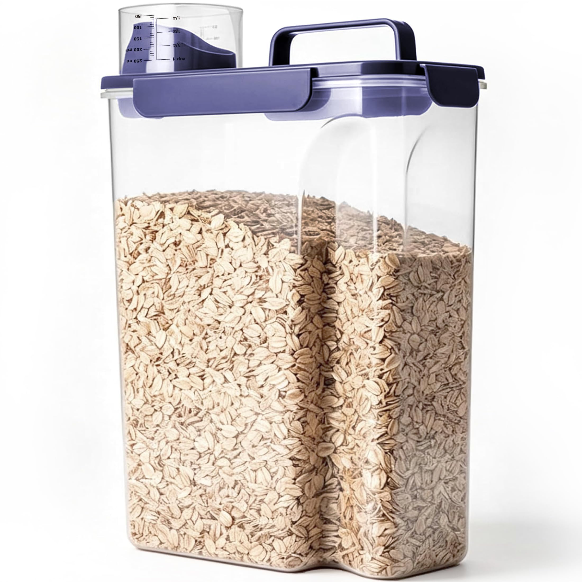 Komzon Rice Storage Containers, 20 lb Rice dispenser with Pouring Spout Large Bin for Flour, Pasta, Grain and Baking, Pet Dog Cat Bird Food Container Blue