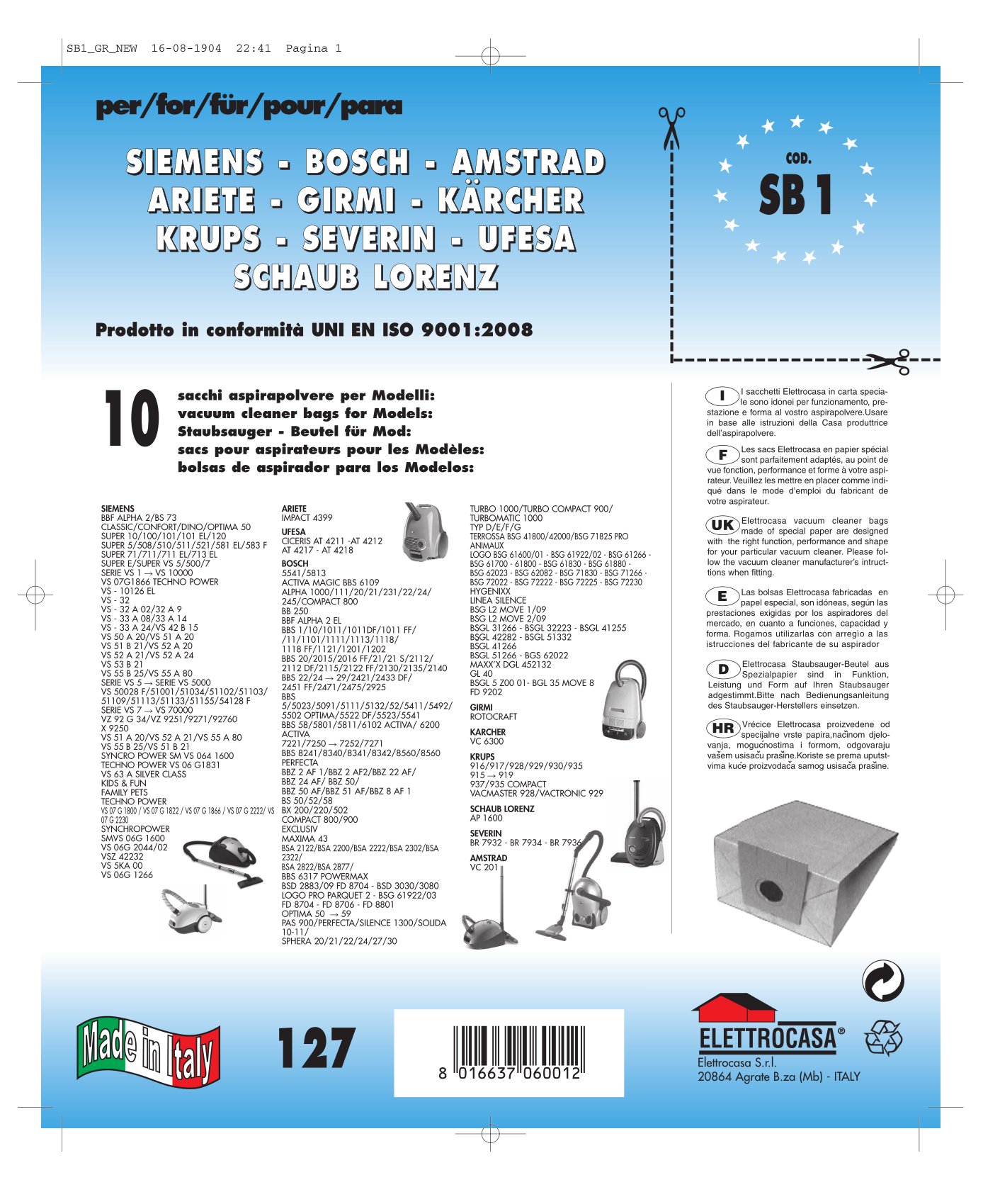 Elettrocasa Sacchetti Aspirapolvere Hv 22 Tnt | Comet - Foto 3