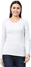 Wafaa Women's Cotton Plain Round Neck Full Sleeve T-Shirt