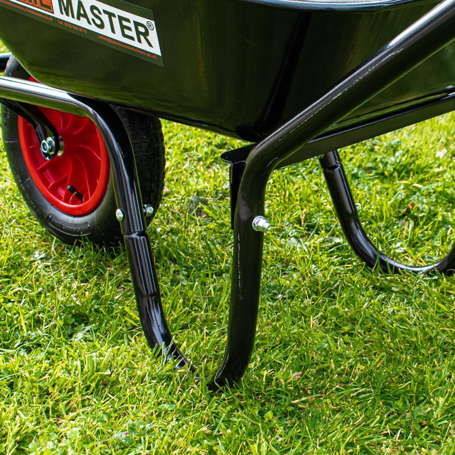 Carriola da giardino resistente HOMEMASTER® | 90 litri 120-150 kg | Pneumatico | Plastica rinforzata | Robusta carriola per carretto da trasporto di grandi dimensioni (Steel Black)