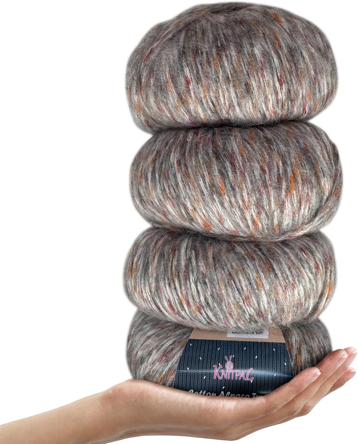 Amazon.com: Cotton Alpaca Tweed Alpaca Yarn for Crocheting, 4-Pack ...