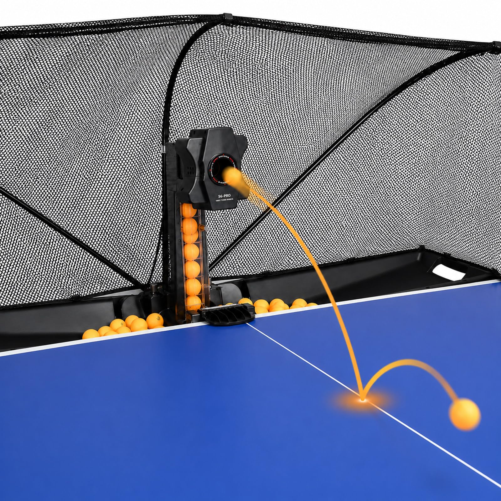 Robot da Ping Pong Automatico con Rete, impianto a Doppia Ruota, Oscillazione Laterale e modalità Punto Fisso o multipunto per Esercizi Tecnici e di Gambe