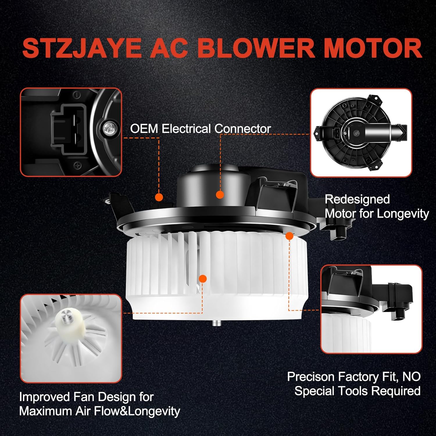 AC Heater Blower Motor Fan HVAC Motor Replacement 700203 Compatible with Journey for Ram 1500/2500/3500, for Edge for Accord for CR-V for Odyssey for Pilot for Wrangler for Compass for CX-9