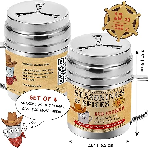 Miniatura 14 de CUSINIUM [Paquete de 2] Cocteleras de especias de condimentos de 14 onzas, coctelera seca para barbacoa, draga de cocina con tapa ajustable