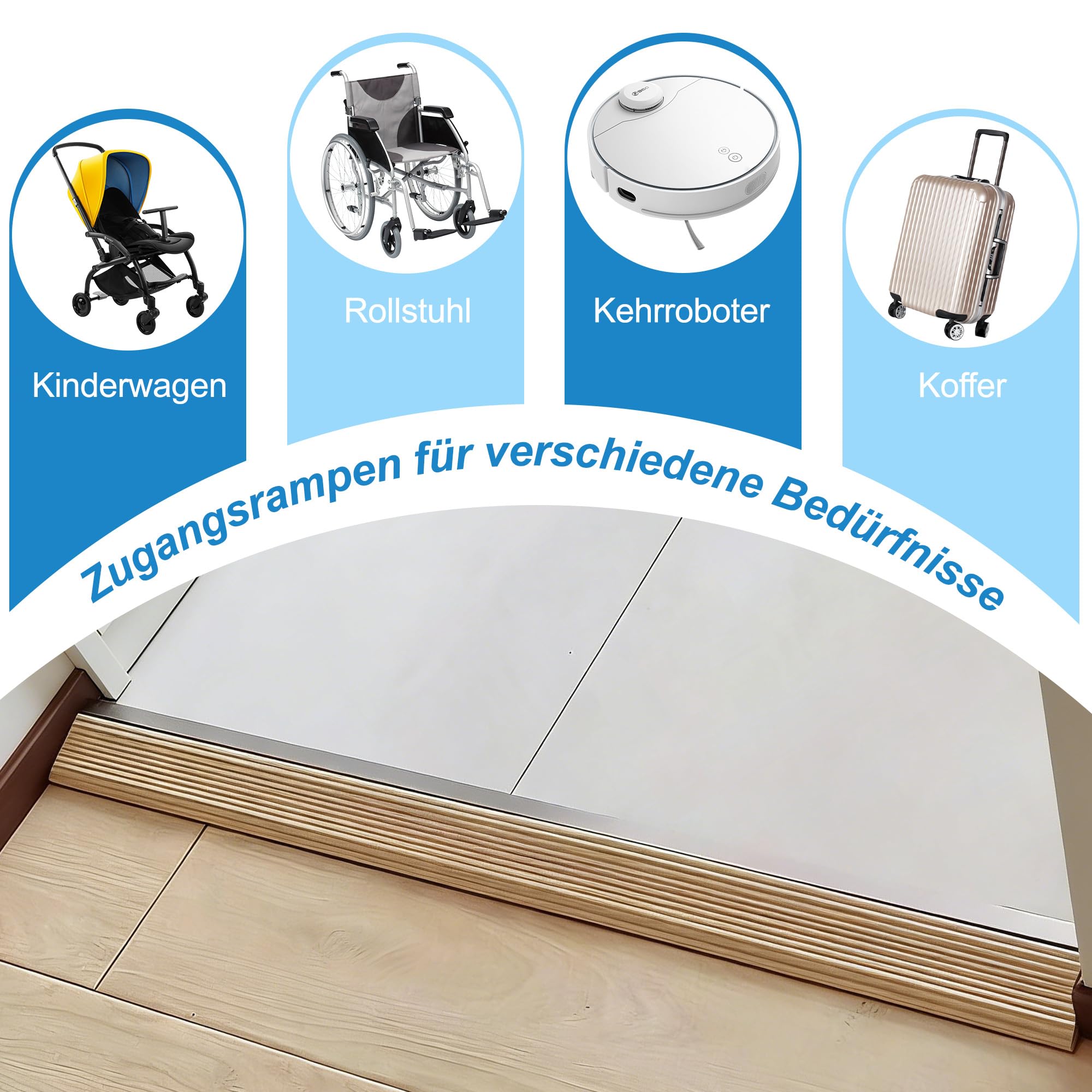 CUTIS Türschwellenrampe, 90x7x3 cm, PVC Rampe Saugroboter, Schwellenrampe, Geeignet für Saugroboter, Kinderwagen, Einkaufswagen, Rollatoren und E-Scooter, Rampe Türschwelle (Blassgelb)