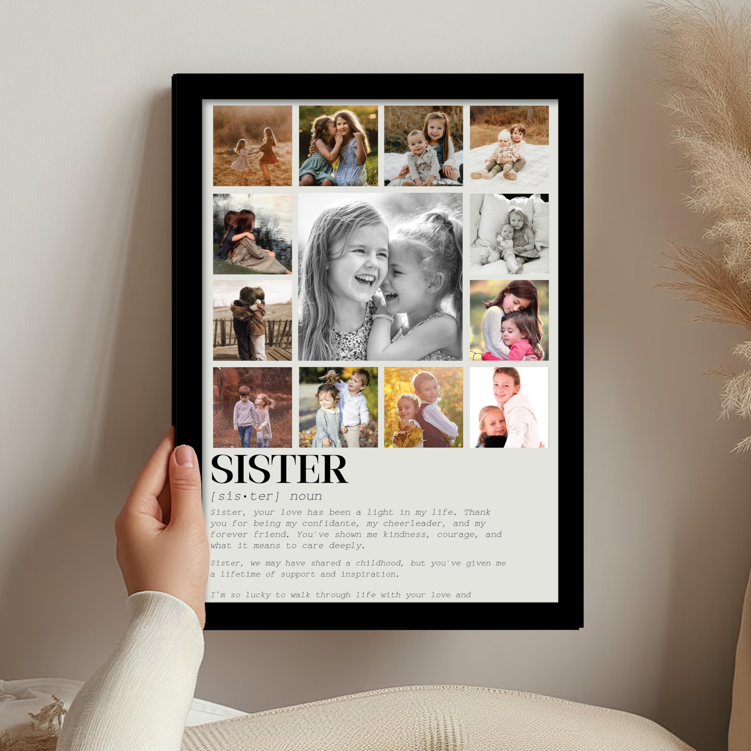 SNAP ART Customized Sister's Gift for your Sister with 13 Pictures Collage print for Sister Gifts Photo Frame With Photo Upload, Birthday, Anniversary, Couple, Parents (9.2x12.6 Inch) 2