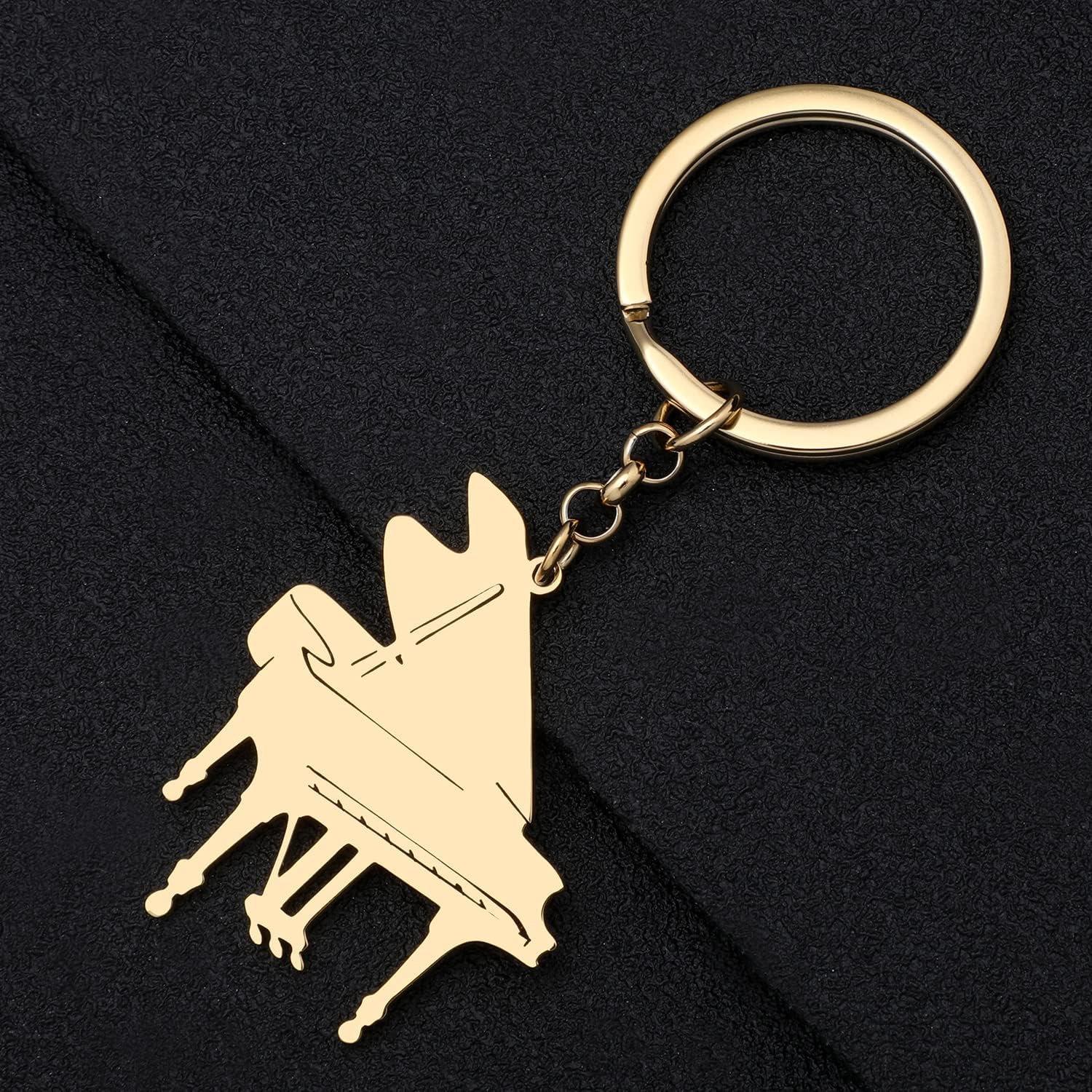 Stainless Steel Piano Keychain Guitar Keyring Car Key Handbag Charms Instrument Gifts for Women Girls Music Lovers image 4