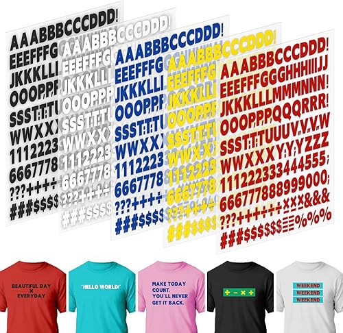 Miniatura 1 de 10 hojas, 1660 letras y números para planchar, de 1 pulgada, 5 colores de letras de vinilo con letras de transferencia de calor de la A a la Z,