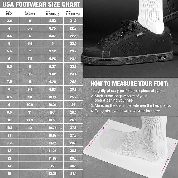 Etnies Kingpin - Classic Skate Heritage Fashion Style with on-Trend Puffy Look, Reinforced Cupsole - Black Dirty Wash - 5.5