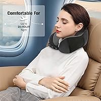 Vista 7 de Almohada de cuello para viajes, almohadas de viaje para aviones, 100% espuma viscoelástica para cuello, almohada de vuelo ajustable, accesorios