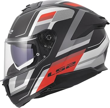 LS2, Stream II Vintage Integral Motorcycle Helmet Matt Black Grey Red