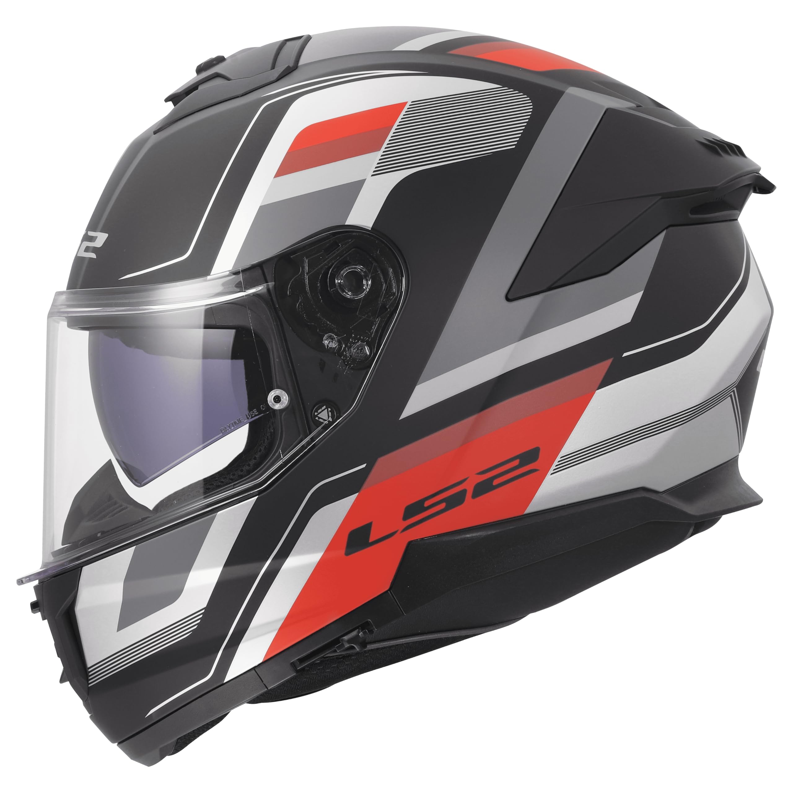 LS2, Casco Moto Integrale STREAM II VINTAGE Matt Black Grey Red, L