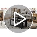 TUKAILAI Couchtisch, Wohnzimmer Tisch Höhenverstellbar, mit Stauraum, Hubplatte, Offenes Fach, für Wohnzimmer, Büro, 40 x 100 x (42.5-55) cm – Bild 8