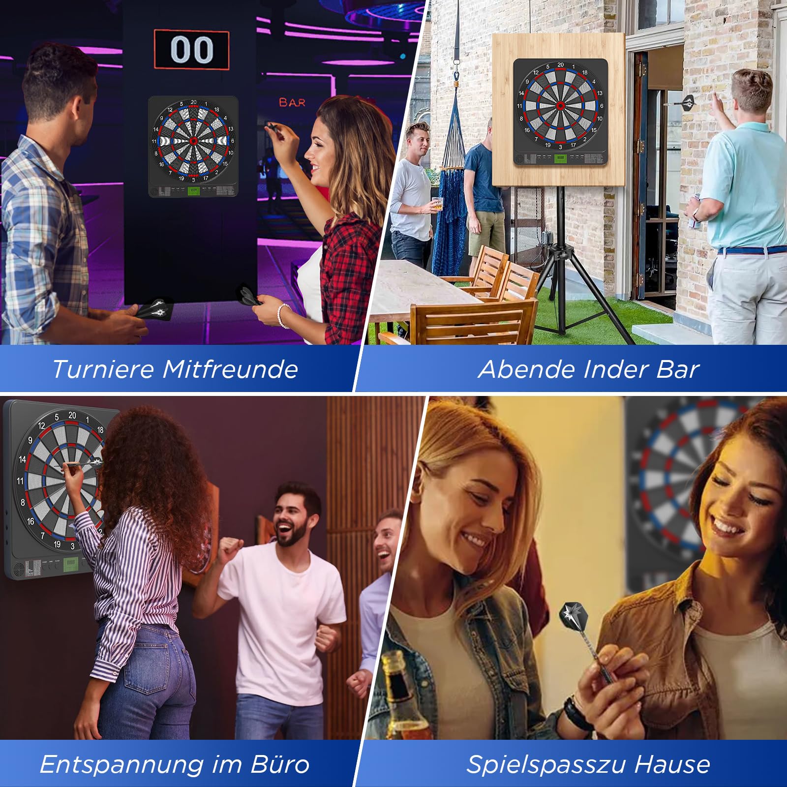 Elektronische Dartscheibe I E-Dartboard für Erwachsene I 12 Dartpfeilen & Ersatzspitzen I Geeignet für Partys und Spieleabende