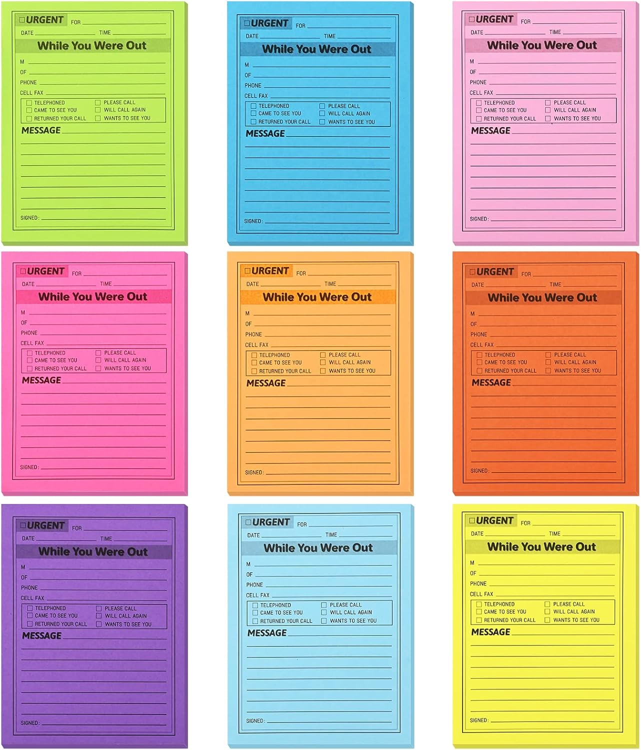Bekecidi 9 Pack Message Sticky Notes Pads, Colorful Self Stick Note ...