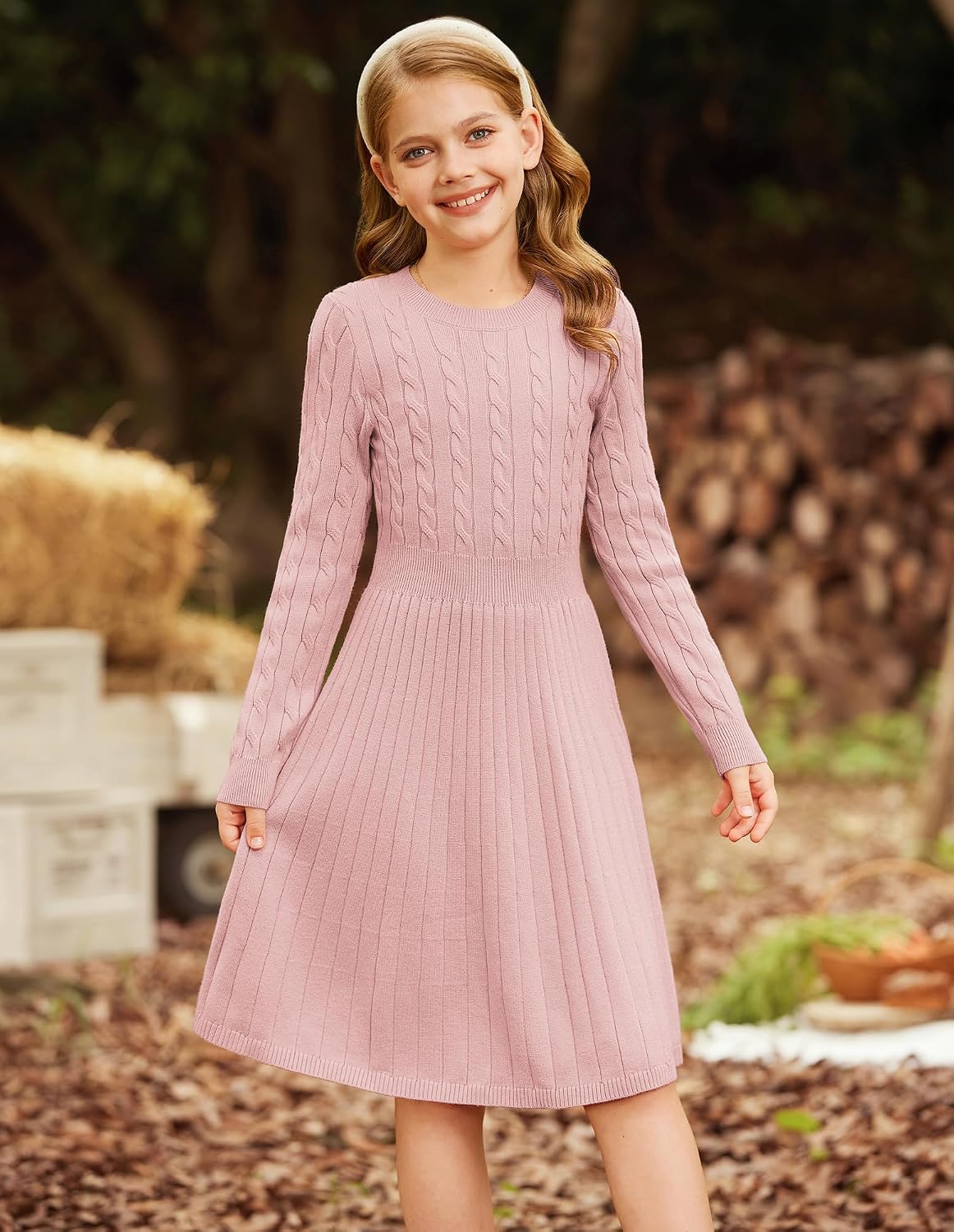 GRACE KARIN Girls Fall Sweater Dress Long Sleeve Knit Dresses 6-14 Years