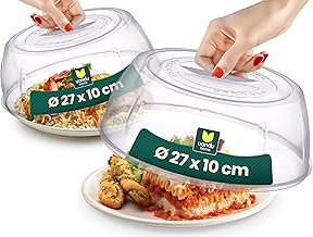 uandu Microwave Cover Diameter 27 cm - Set of 2 Microwave Hood High with Handle, Splash Guard for Food, Microwave Lid BPA Free