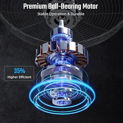 Miniatura 5 de Simple Deluxe Ventilador industrial de montaje en pared de 20 pulgadas, ventilador de metal de 3 velocidades para almacén, invernadero, taller,