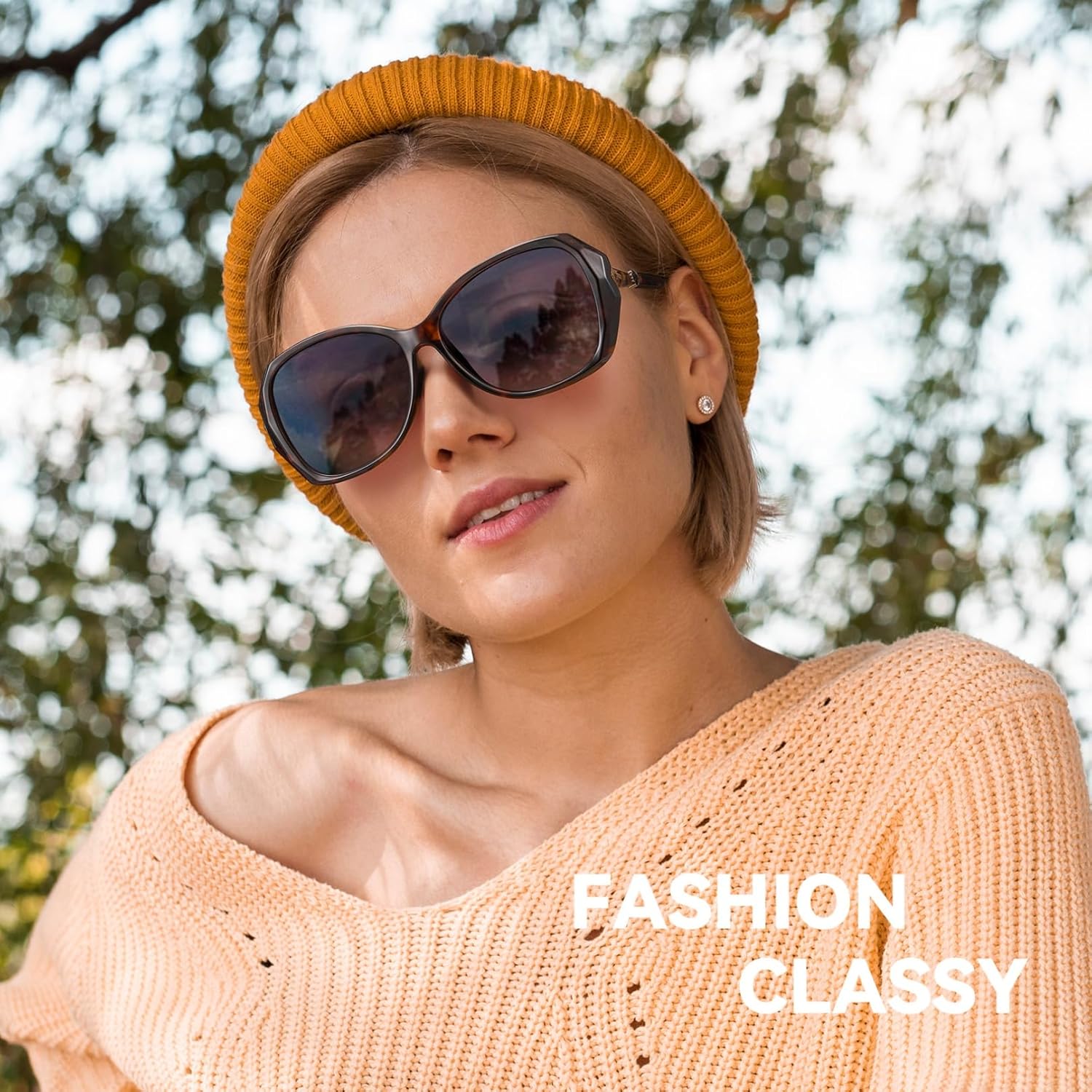 HAOLOTA Oversized Sunglasses Womens Polarized Trendy Sun Glasses Shades UV400 Protection - Image 2