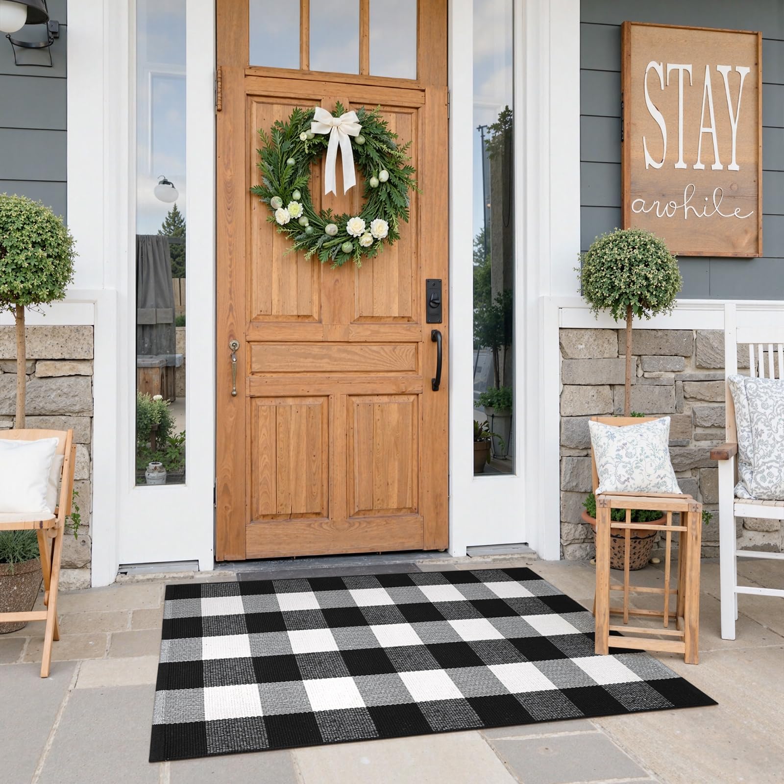 Amazon.com : KIMODE Front Door Mat Buffalo Plaid Outdoor Rug 27.5