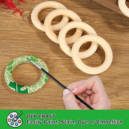 Vista 4 de 300 PCS Wooden Rings for Crafts 1.6 Inch Smooth Solid Natural Unfinished Wood Rings for Macrame Pendant DIY Wood Hoops (100 PCS - 2.4 Inch) 20
