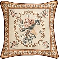 Vista 79 de patdrea Fundas de almohada de diseño floral vintage para sofá, fundas de almohada de lino marrón amarillo con patrón de pájaro y rosa, cojín