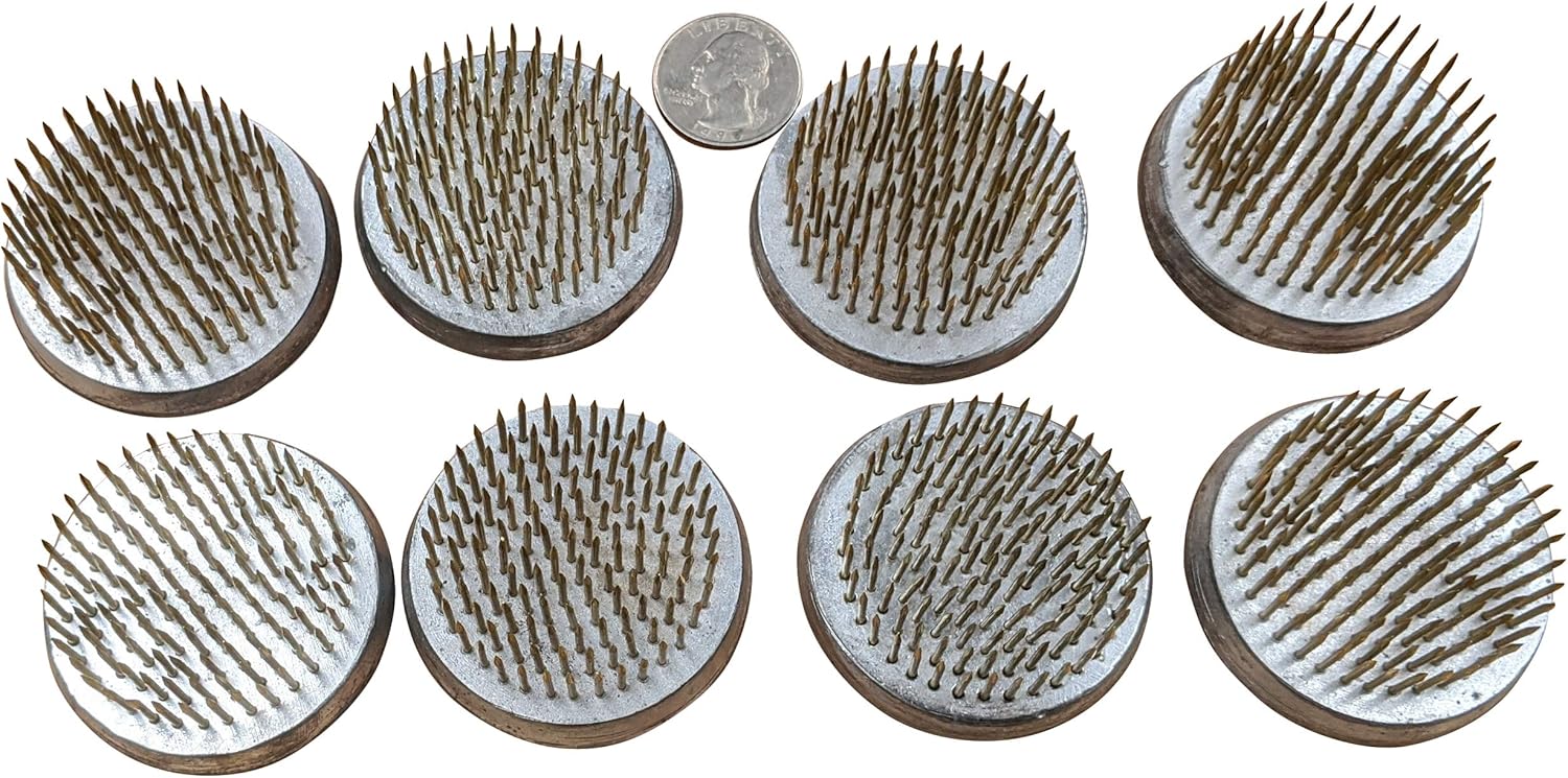 JWL HAWNKOA PRODUCTS Heavy Duty 50mm (1.97) Kenzan Ikebana Flower Arranger Holder Pin Frog Brass Pins Lead Base (8 Items)