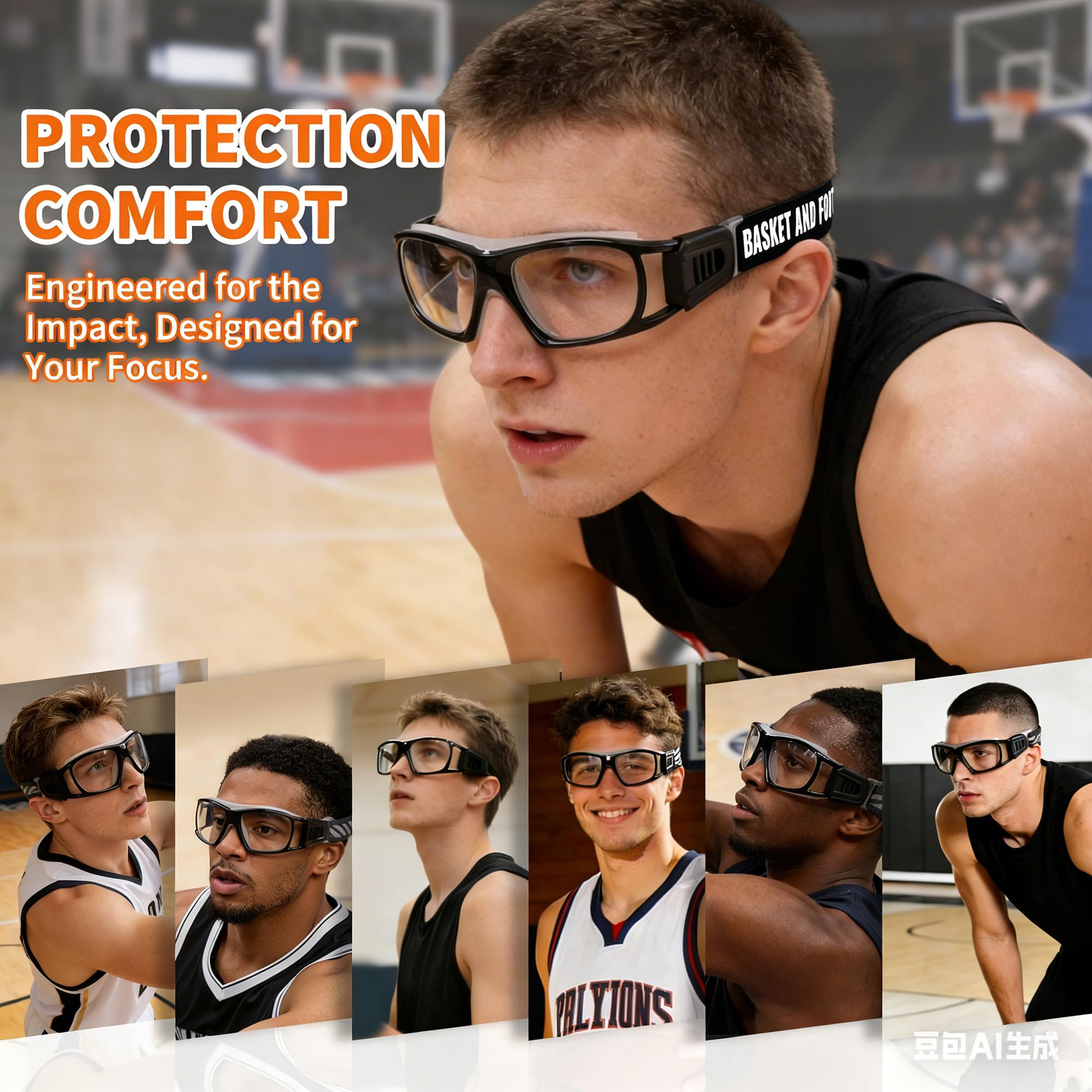SooGree Gafas deportivas para hombre y mujer, gafas de baloncesto, fútbol, antiniebla, antichoque, anticolisión, gafas portátiles