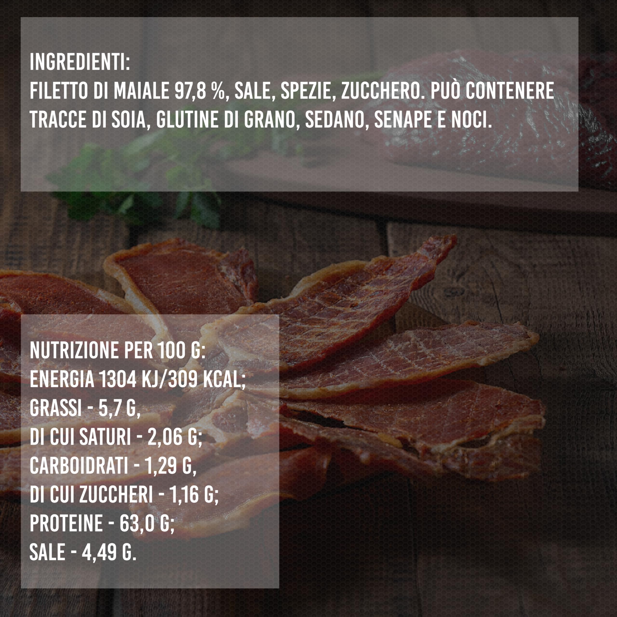 THE MEAT MAKERS - Dried Pork Tenderloin Pork Jerky 500g - Carne di Maiale Jerky, Carne Essiccata Per Umani, Protein Snack, Carne Secca Proteica. Ottima alternativa snack di carne essiccata beef jerky