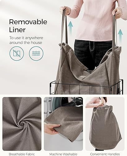 Miniatura 6 de SONGMICS Laundry Hamper, 23.8 Gal. (90L) Laundry Basket, Collapsible Clothes Hamper, Removable and Washable Liner, Metal Wire Frame, for Bedroom