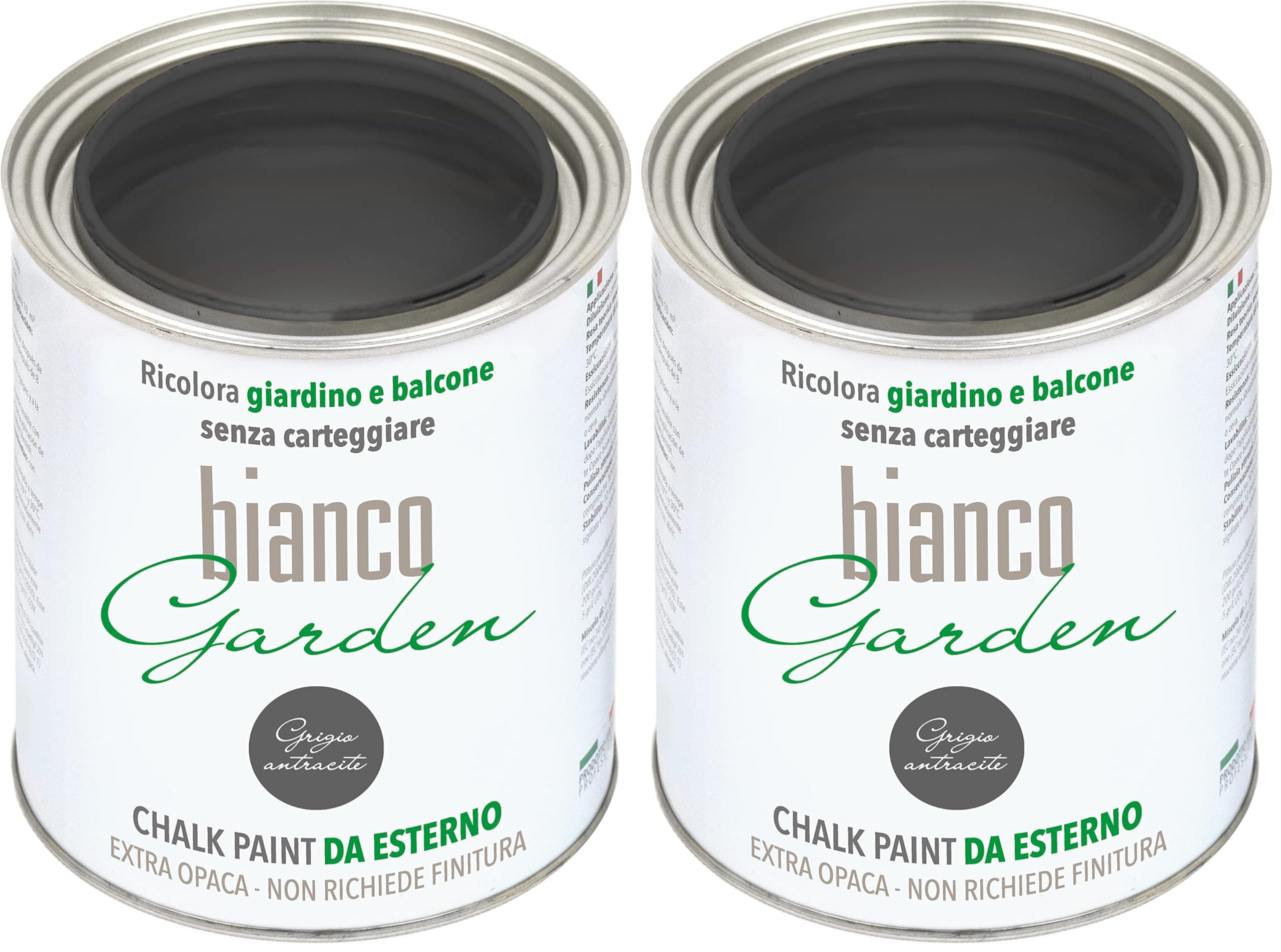 Chalk Paint extérieur Grigio Antracite Bianco Shabby 1L x2