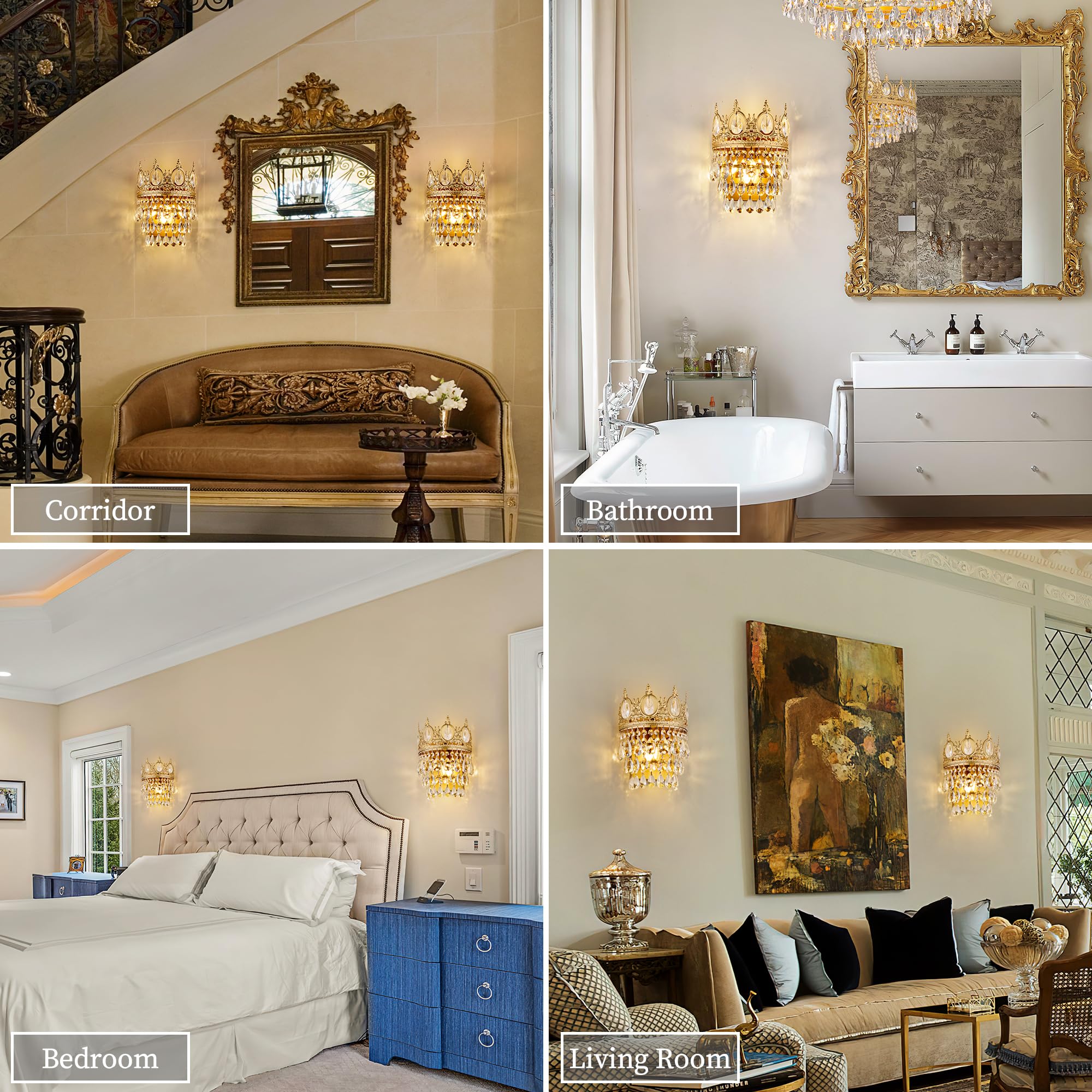 WALLアクセサリー TOCHIC Wall Sconces Set of Two, Gold Wall Lights Fixtures for