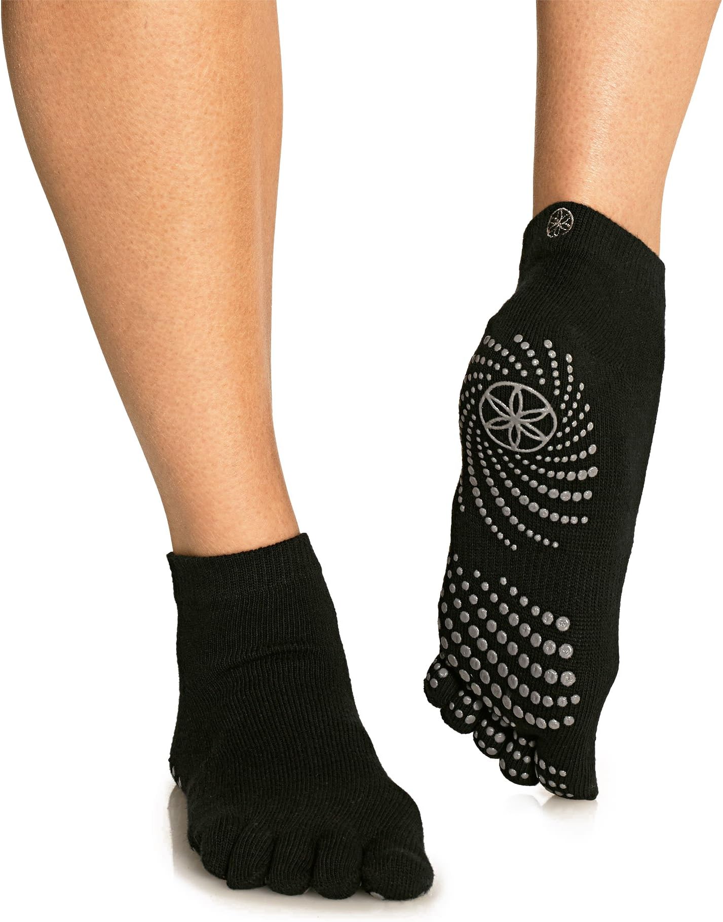 Gaiam All Grip Yoga Socks, Large (Black/Grey)