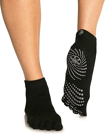 Gaiam 05-52204 Grippy Yoga Socks, Black/Grey, Medium/Large