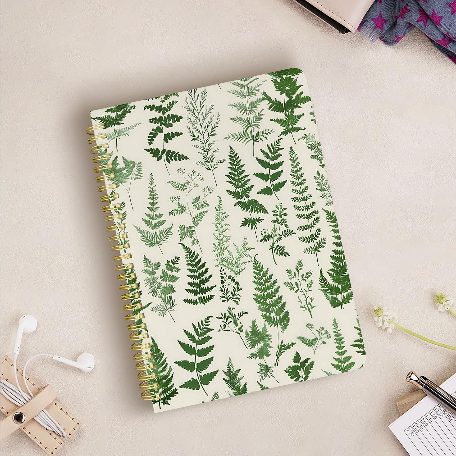 Cute Spiral Notebook Lined Journal B5 Note Book with Pocket, Plants image 5