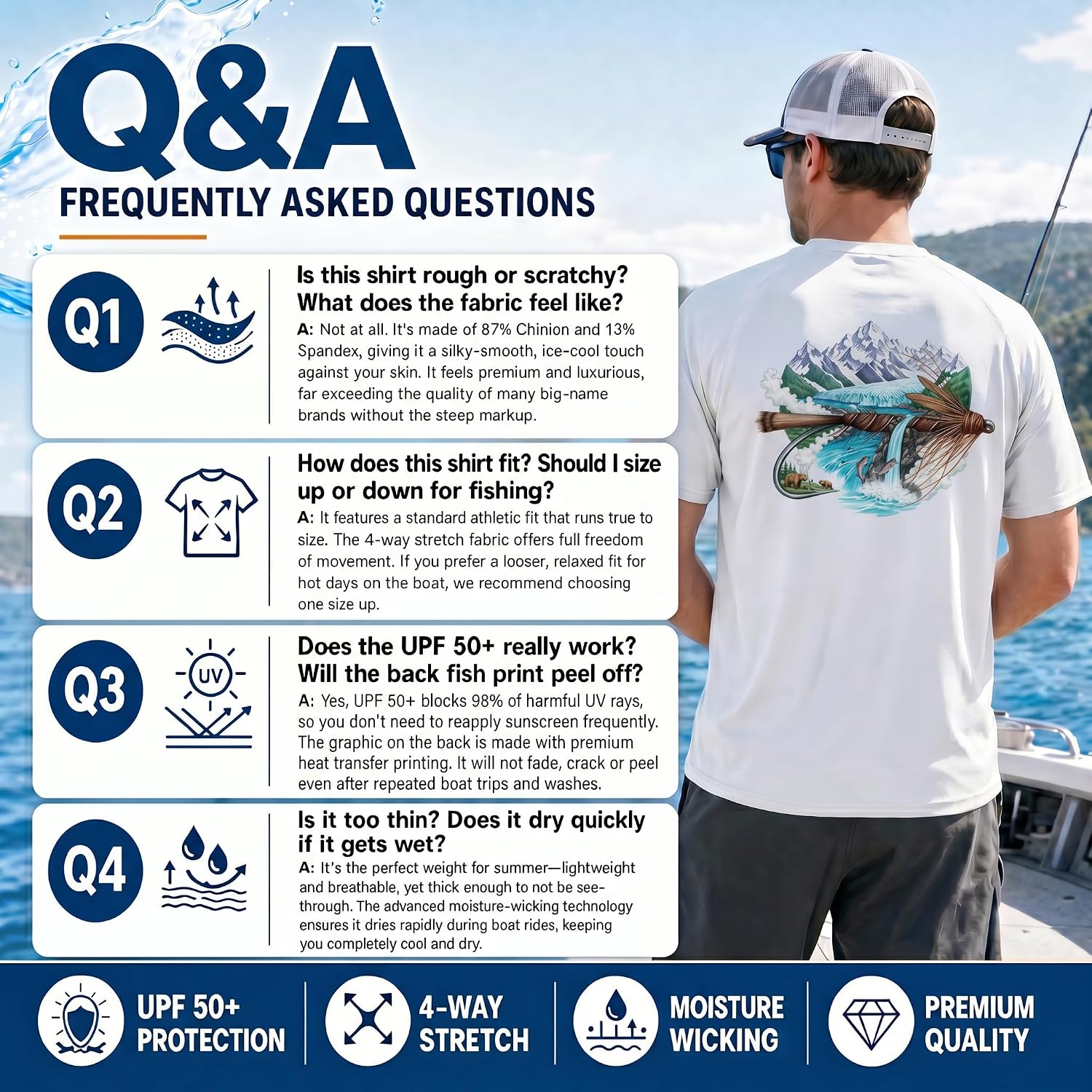 Riverruns Men's Fishing Shirt Short Sleeve UPF 50+ UV Sun Protection T-Shirt Rash Guard Swim Shirt #1024