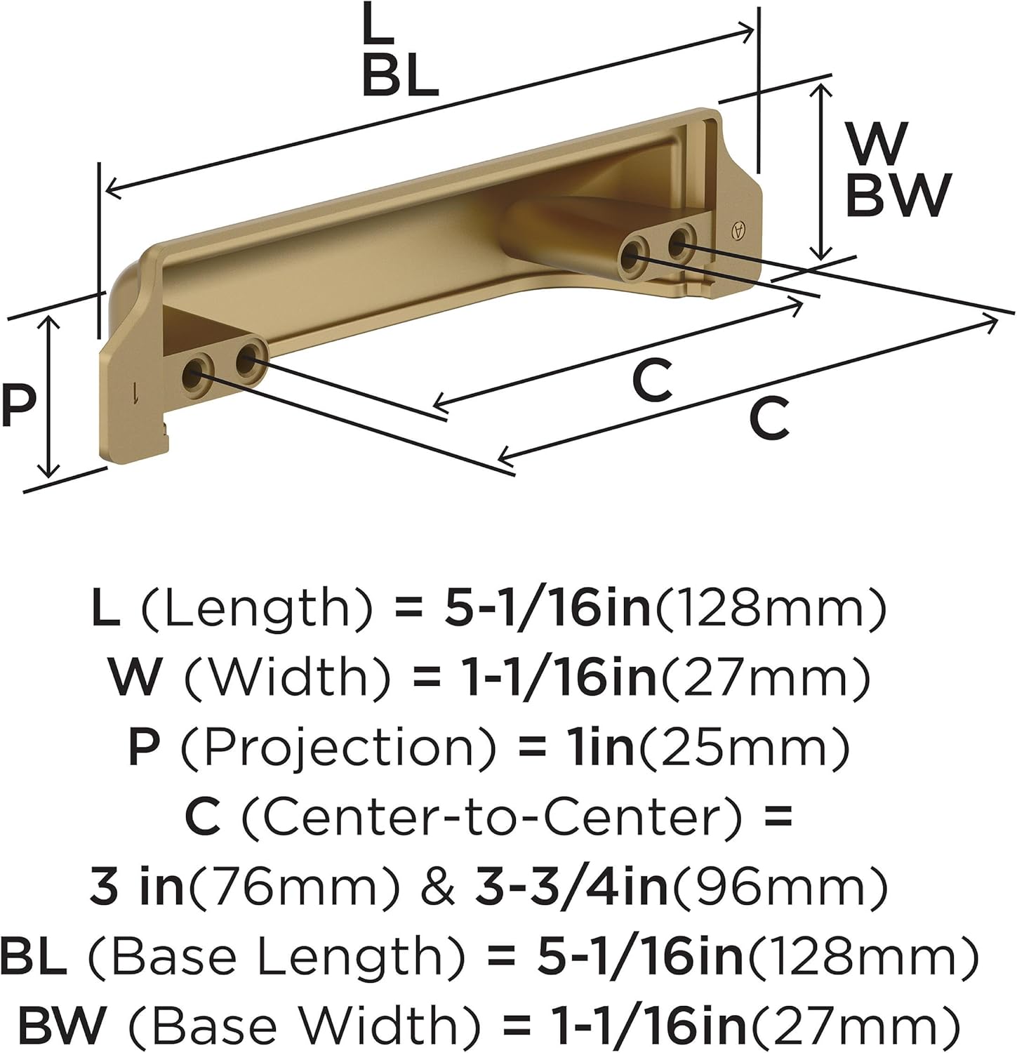 Amerock Haven 3 inch or 3-3/4 inch (76mm or 96mm) Center-to-Center Champagne Bronze Cabinet Cup Pull - 10 Pack