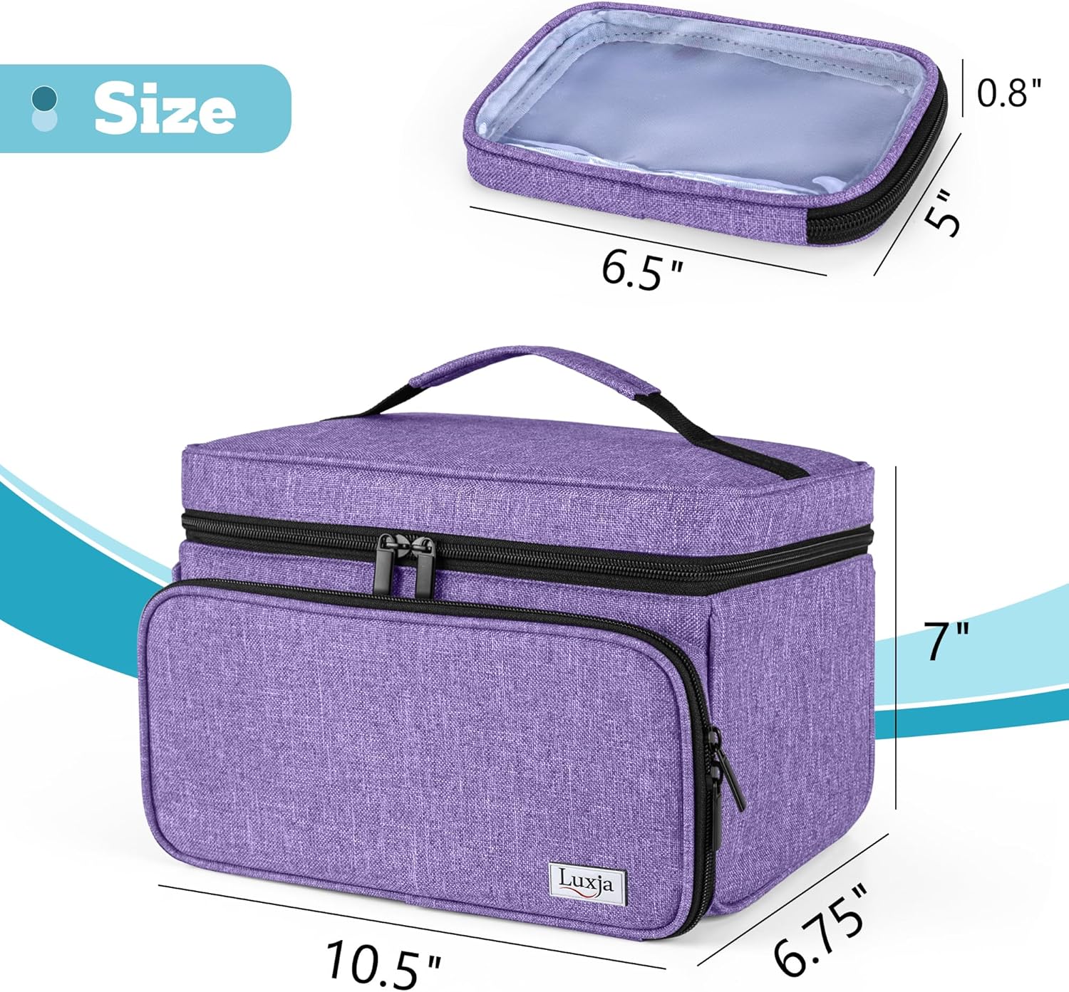 LUXJA Medicine Bag with 2 Detachable Clear Pouches, Pill Bottle Organizer with Detachable Dividers (Suitable for Home or Travel Use), Purple - Image 5
