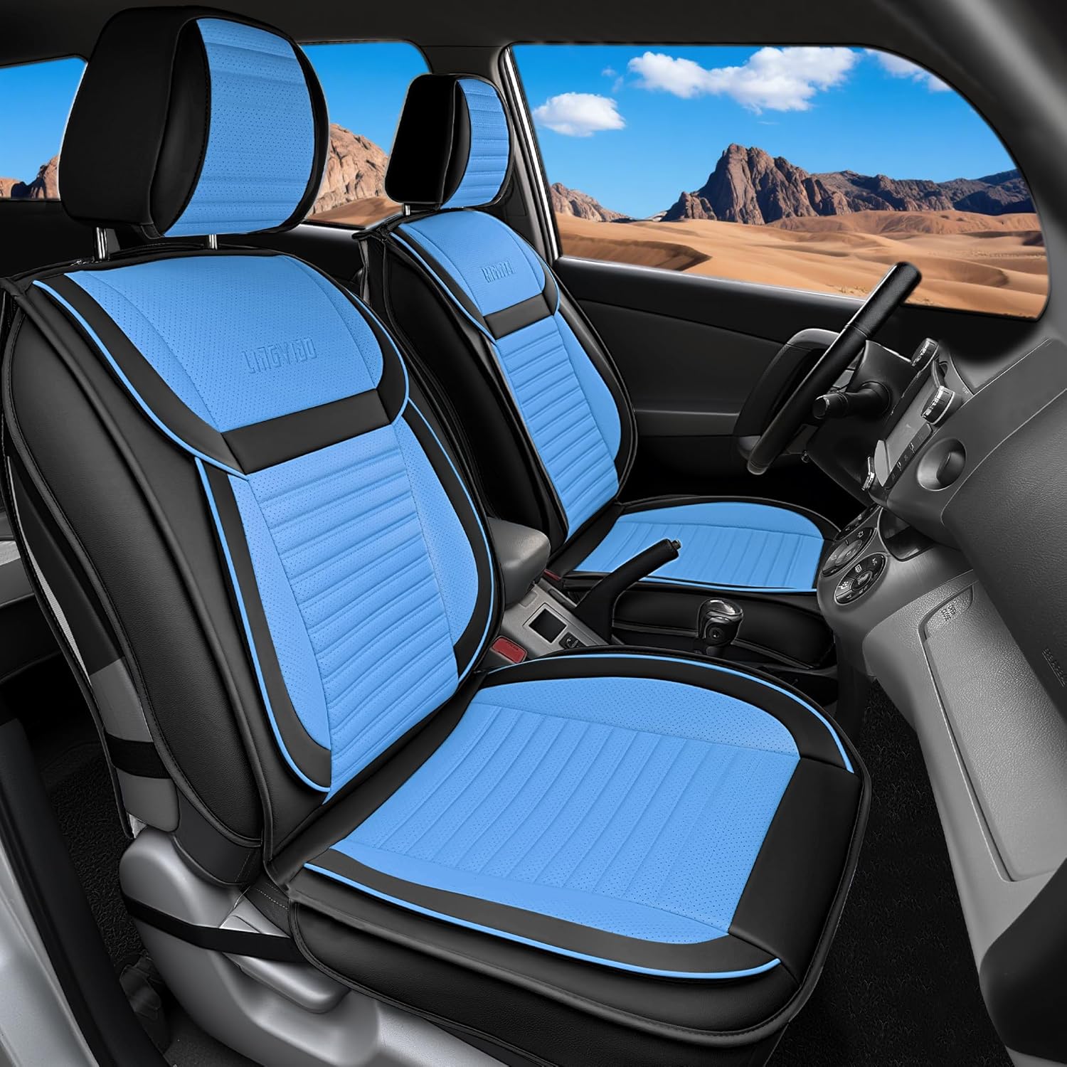 LINGVIDO Car Seat Covers - Breathable Waterproof Faux Leather Full Set