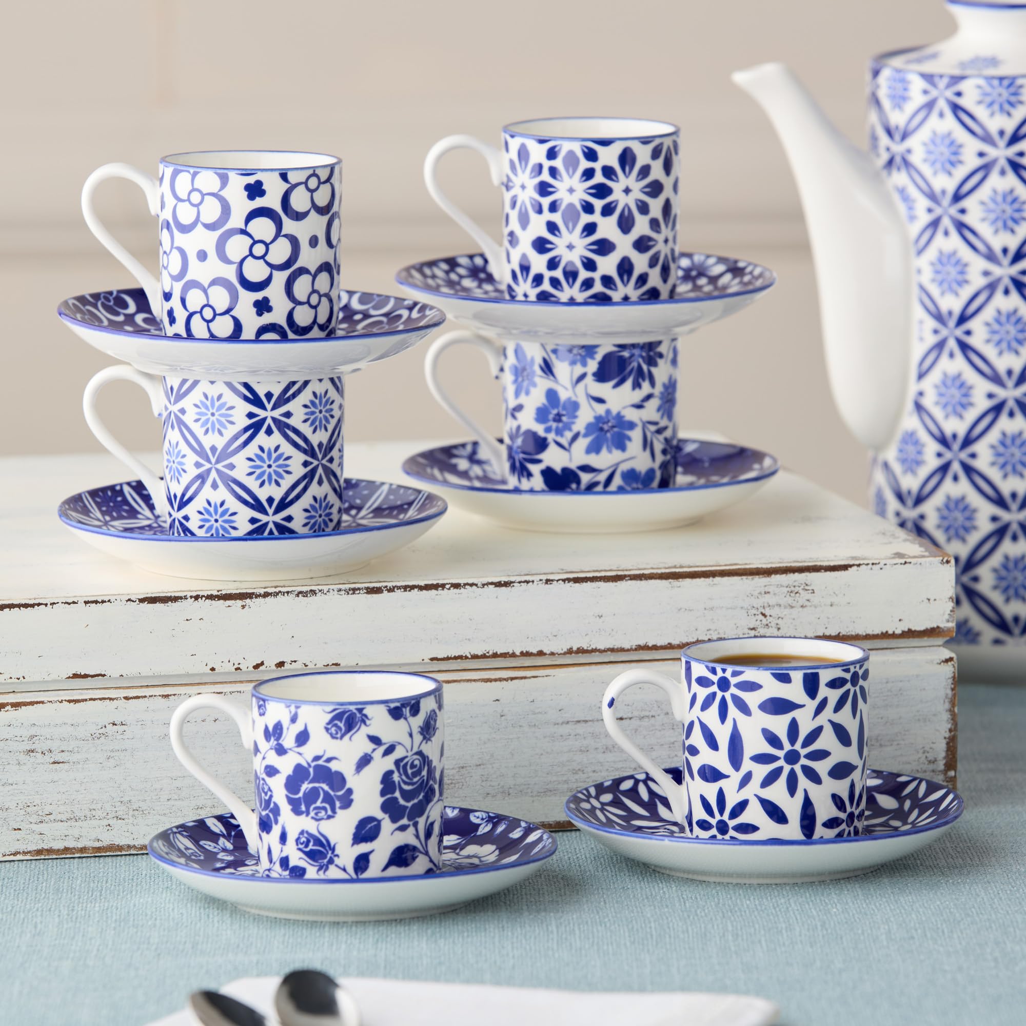 Amazon.com | Madison 6-Piece Espresso Cup & Saucer Set, 3.25 oz