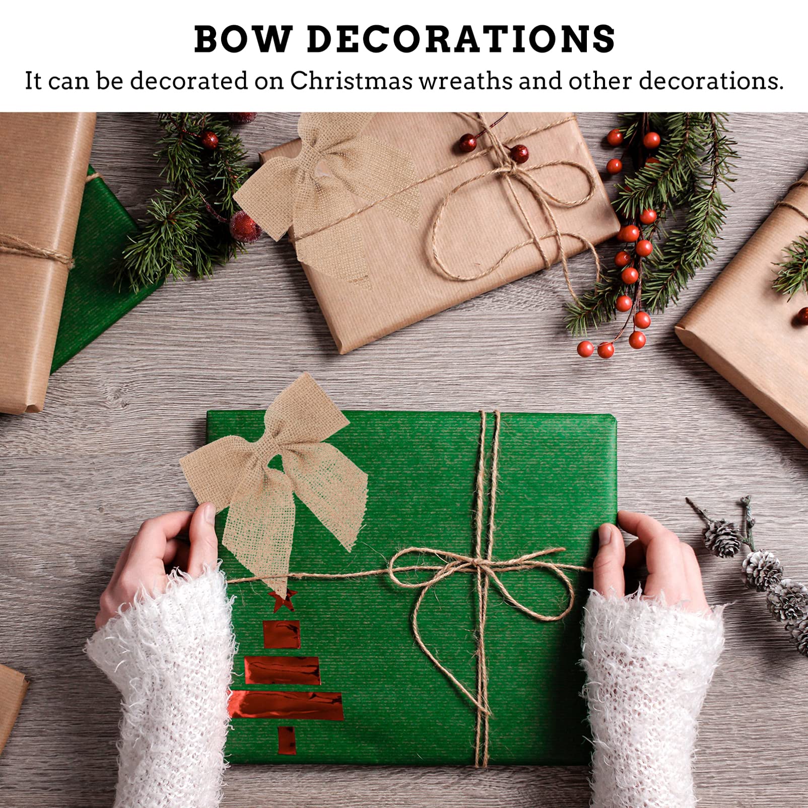 TOPBATHY 5 Set di Decorazioni A Fiocco Fatte A Mano per Natale E Matrimonio Fiocchi in Juta Resistente per Occasioni Festive 5 Pezzi*5