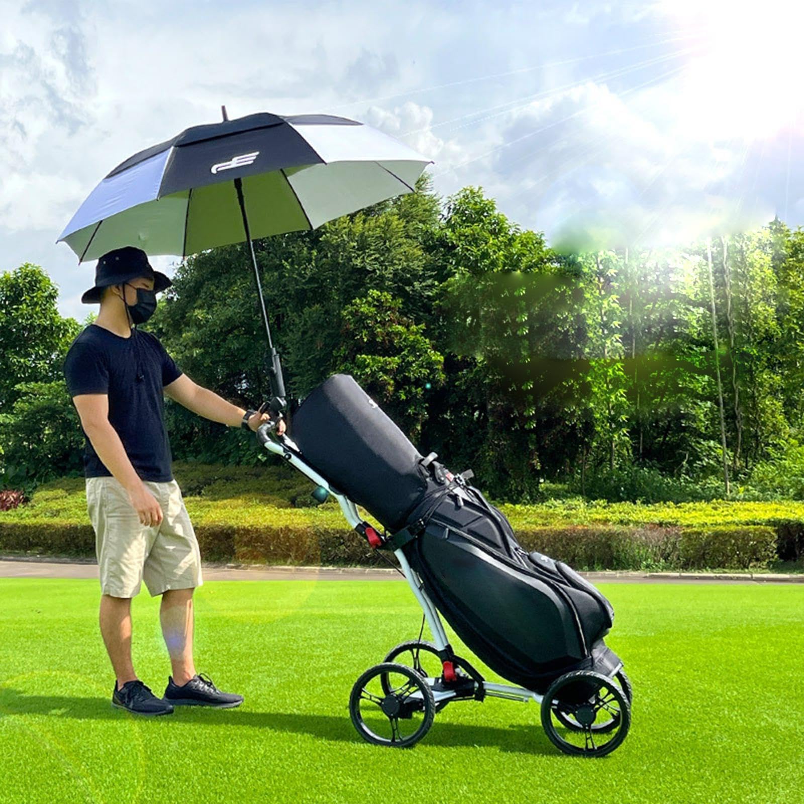 Paraguas de Golf Grande de 53 Pulgadas, Resistente y cómodo, con Marco Resistente y Mecanismo de Apertura automática, para Hombres y Mujeres, con ventilación.