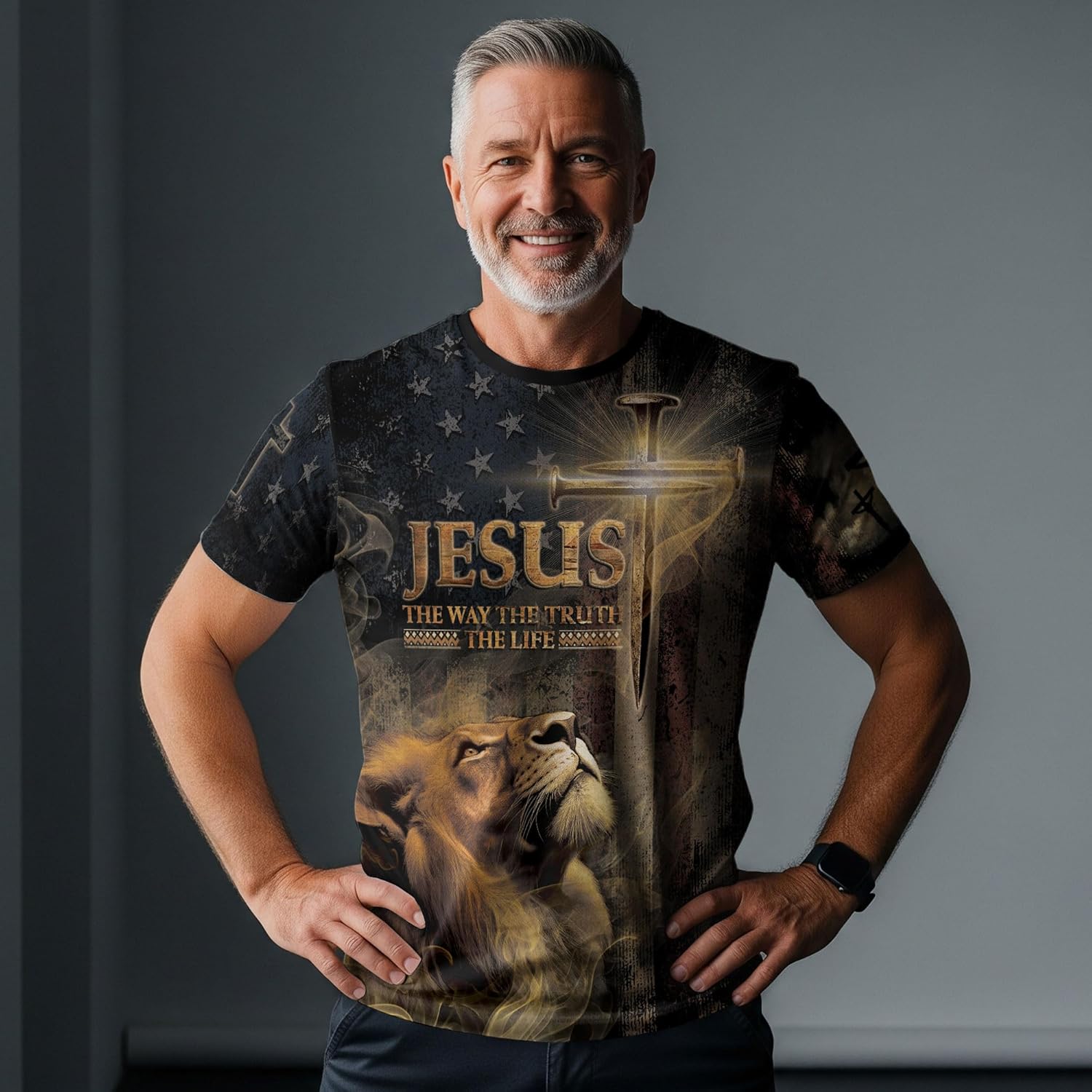 Faith Over Fear Shirt, Christian Shirt for Men, Religious Shirts for Men, Bible Verse Tee, Cross Shirts - Image 6