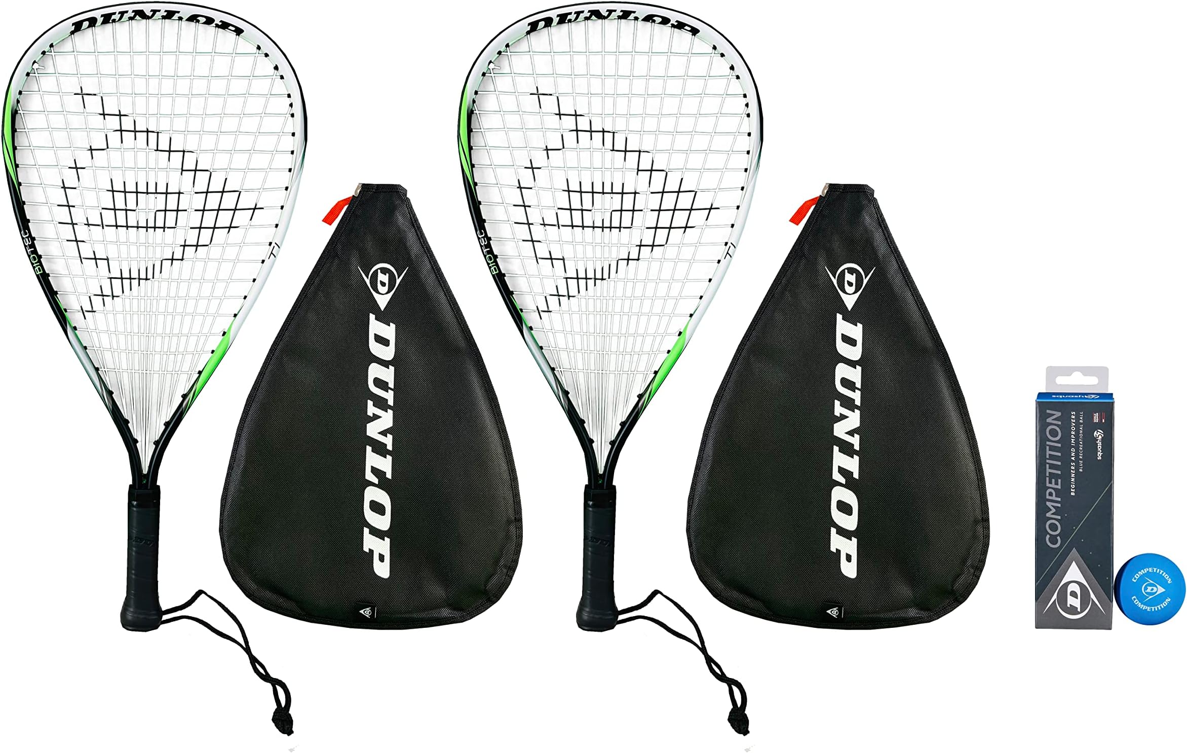 Dunlop Biotec Titanium Racketball Racket (Single, Bundle & Twin Set Options) (Twin Set, Covers & Balls)