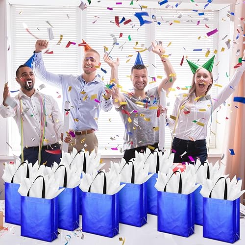 Miniatura 6 de Sweetude Juego de 12 bolsas de regalo reutilizables brillantes para dama de honor, no tejidas con papel de seda para bodas (10 x 8 x 4 pulgadas,